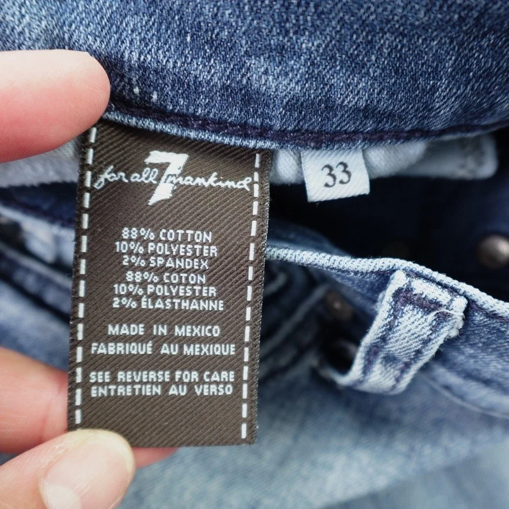 7 For All Mankind Jeans Mens 33 Blue Standard Straight Leg Button Fly Denim